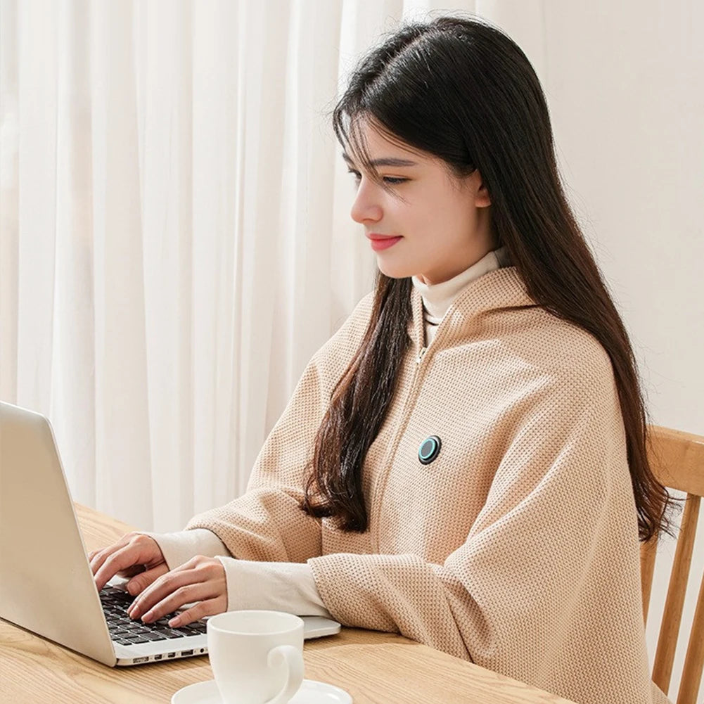 Wearable USB Heated Blanket Shawl 3 Heating Levels Heated Shawl Portable Body Warmer Blanket for Home Office
