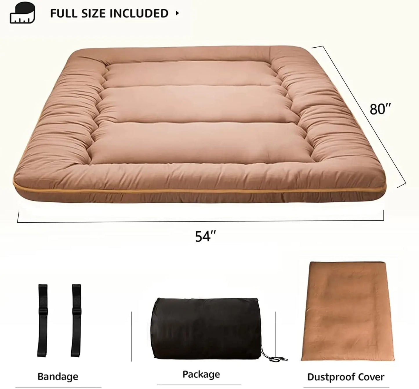Japanese Floor Mattress Futon Mattress, Thicken Tatami Mat Sleeping Pad Foldable Roll Up Mattress Boys Girls Dormitory Mattress