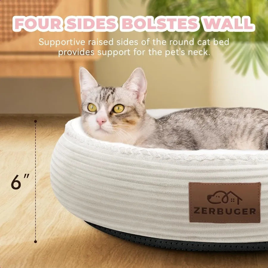 20in Cream Round Cat Dog Bed Gift for Large Medium Small Dogs Cats hine Washable Sleeping Sofa NonSlip Bottom Breathable Soft C