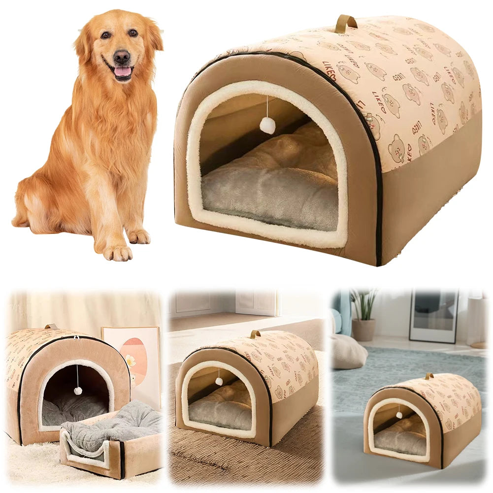 Dogs Bed Nest Detachable Plush Cotton Puppy Shelter Washable Soft Tent Dog House Comfortable Cat House Nest for Medium Dogs Cats