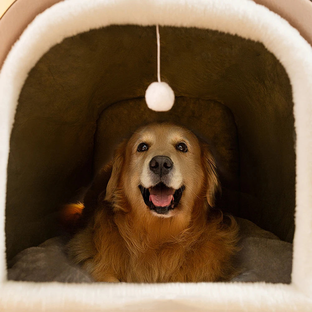 Dogs Bed Nest Detachable Plush Cotton Puppy Shelter Washable Soft Tent Dog House Comfortable Cat House Nest for Medium Dogs Cats
