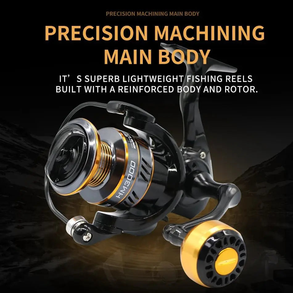HM Spinning Reel 1000-7000 for Saltwater 5.2 1 Ratio Lightweight 17.6 Lbs Drag Reliable for All Fishing Conditions