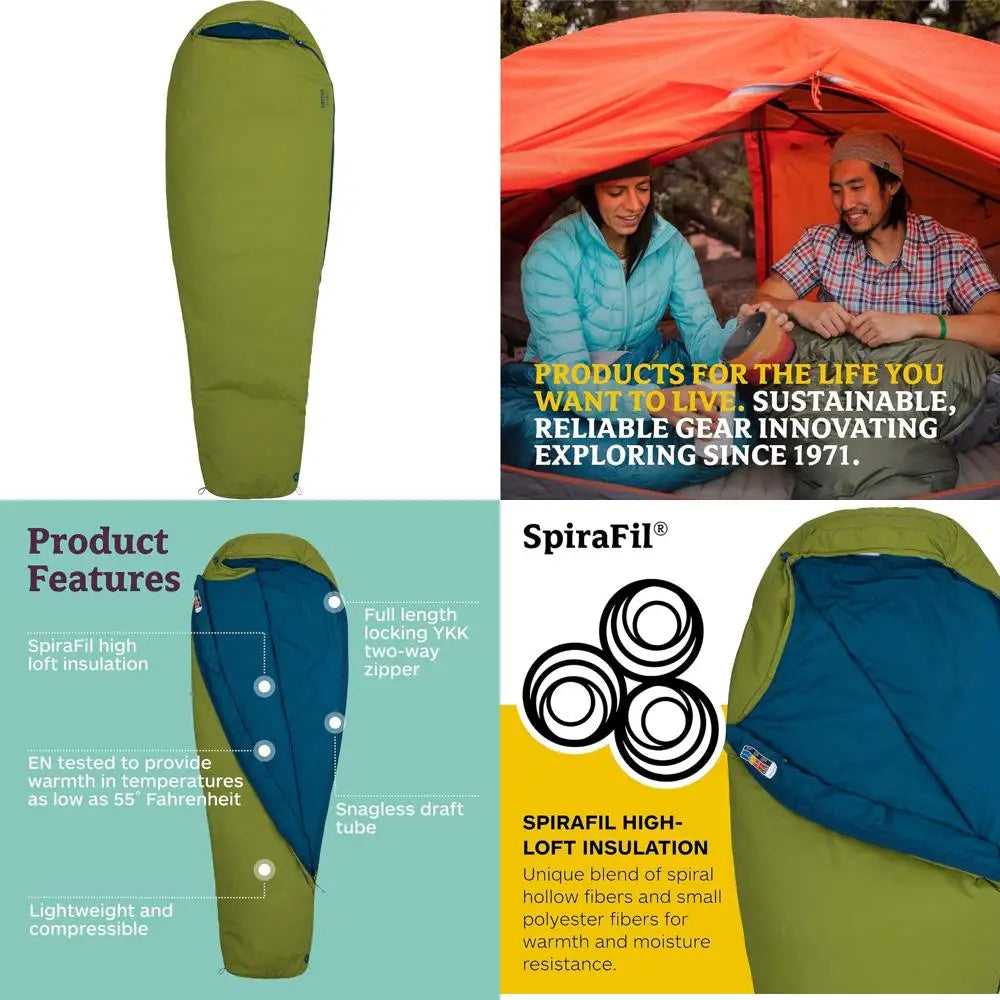 Voyager 45° or 55° Mummy Sleeping Bags, Synthetic Spirafil Insulation for Camping & Backpacking
