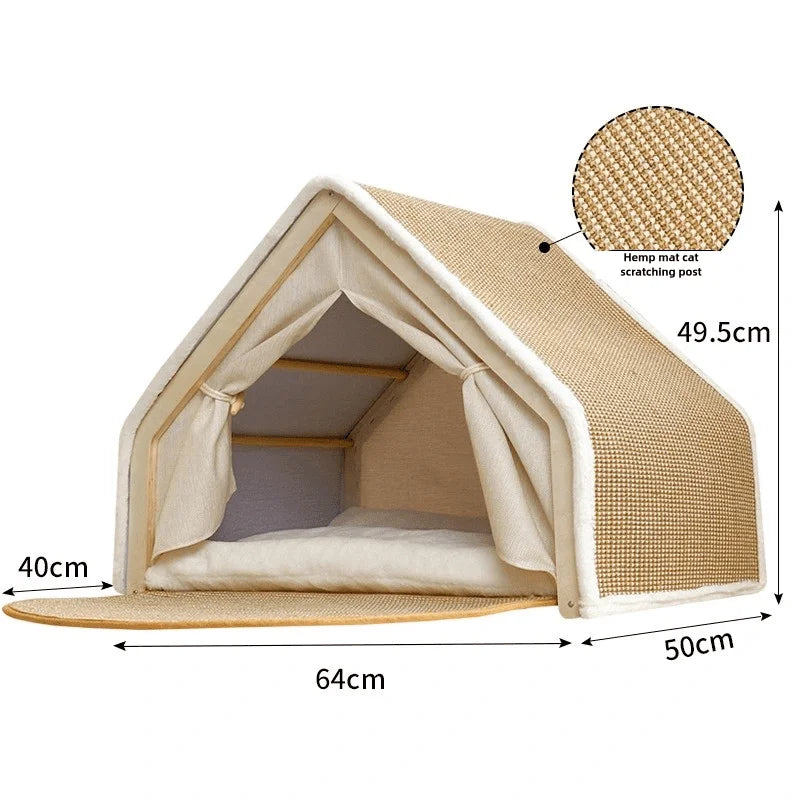 Cat Nest Winter Warm  Villa House Shell Semi-enclosed Sleeping Bag  Scratching Board Does Not Drop Scraps Sisal
