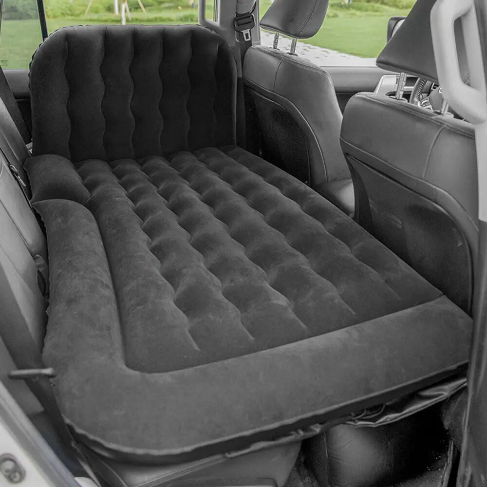 Universal Foldable Inflatable Bed Portable Inflatable Mattress Set Car Back Seat Sleeping Flocking Air Bed Cushion w/Pump+Pillow