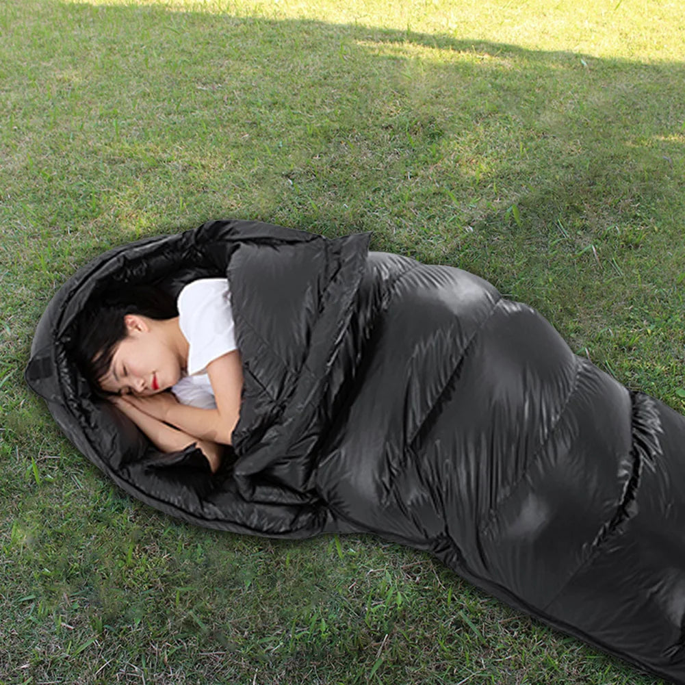 Mummy Sleeping Bag White Duck Down Camping Sleep Sack Waterproof Portable Sleeping Bag for Adults Cold Weather