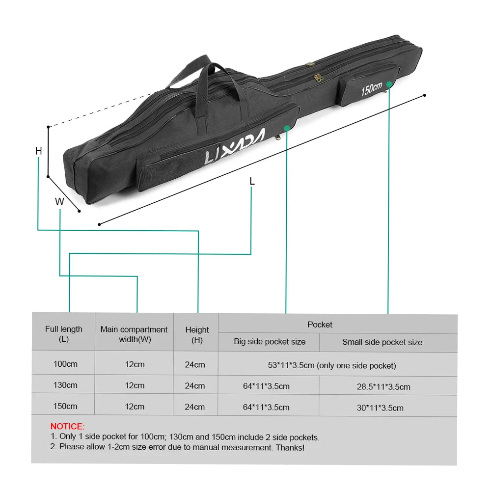 Lixada 100/130/150cm Fishing Bag Portable Folding Fishing Rod Reel Bag Fishing Tackle Carry Case Carrier Bag backpack fishing