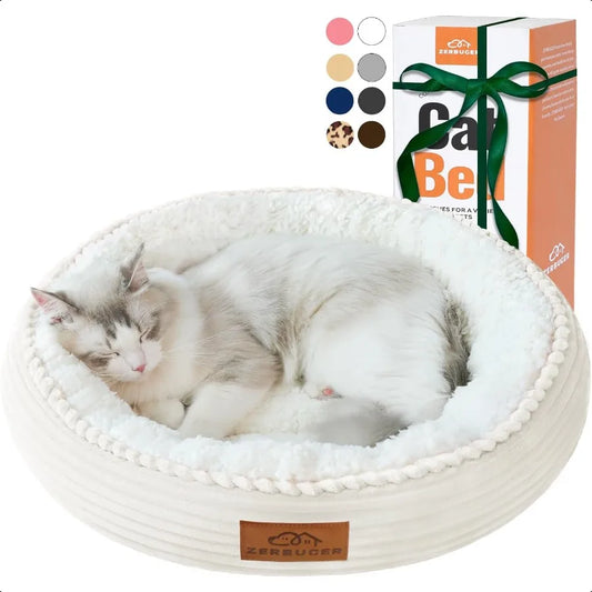 20in Cream Round Cat Dog Bed Gift for Large Medium Small Dogs Cats hine Washable Sleeping Sofa NonSlip Bottom Breathable Soft C