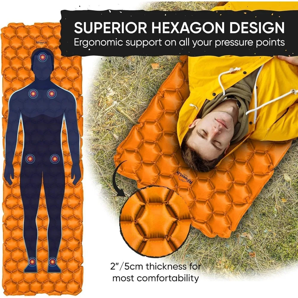 2 Pack Sleeping Pad for Camping, Ultralight Inflatable Sleeping Mat, Compact Lightweight Self Inflating Camping Air Mattress fo