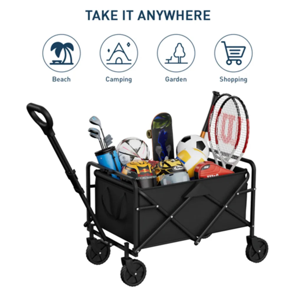 Foldable Garden Wagon Cart Portable Camping Trolley ,Outdoor Multi-function Foldable Carts Wagon for Beach or Shopping Utility