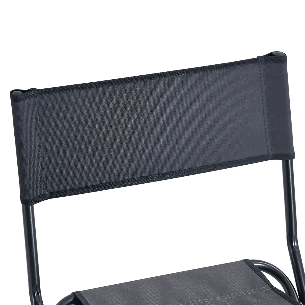 2-piece Folding Outdoor Chair with Storage Bag Steel Pipe Frame 280lbs Capacity Anti-slip Feet for Camping Picnics Fishing