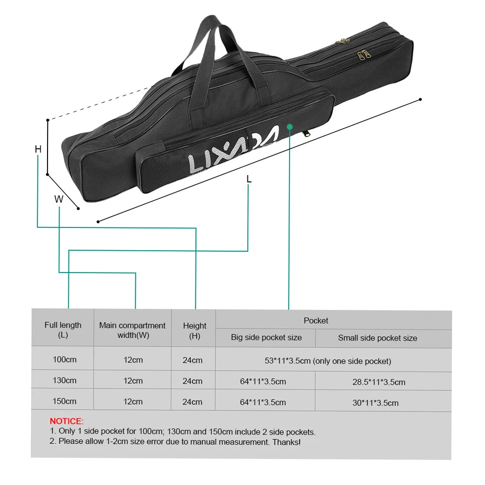 Lixada 100/130/150cm Fishing Bag Portable Folding Fishing Rod Reel Bag Fishing Tackle Carry Case Carrier Bag backpack fishing