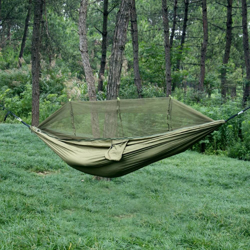 Lightweight Camping Hammock with Net 210T Nylon Single Hammock 300kg Load Capacity for Outside Hiking Backpack Travel Backyard