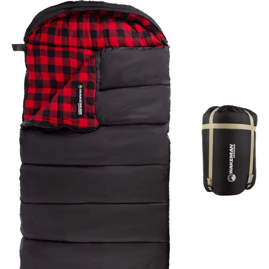 Sleeping Bag - Lightweight Envelope-Style 32F Rated Outdoor Sleeping Bag with Hood and Carry Case for Backpacking, Camping and H