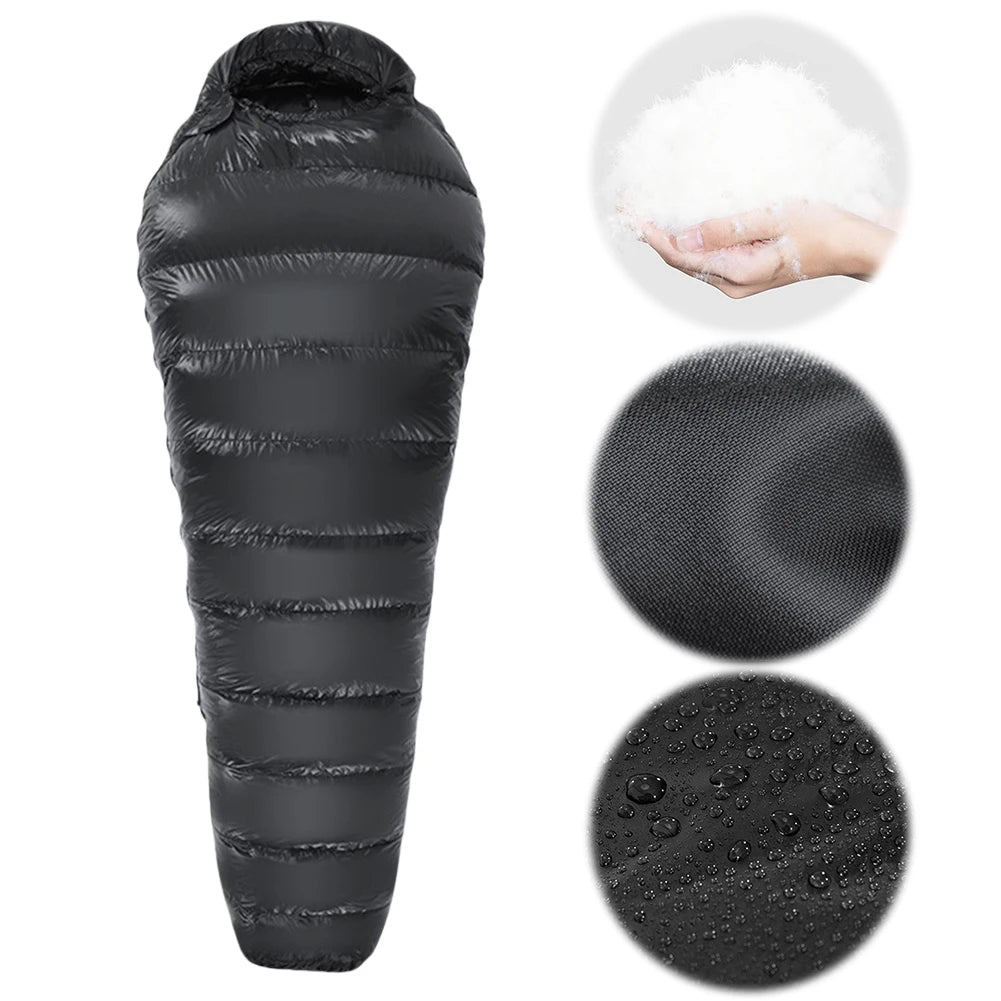 Mummy Sleeping Bag White Duck Down Camping Sleep Sack Waterproof Portable Sleeping Bag for Adults Cold Weather