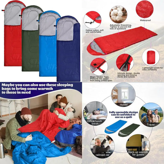 4 Pcs 0 Degree Camping Sleeping Bags Bulk for Adults 4 Season Warm Cold Weather Sleeping Bags with Compression Sack Lightweight